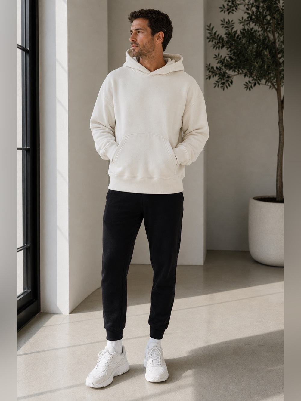 Lululemon Steady State Pullover Hoodie Men's Small Bone Fleece Kangaroo Pocket